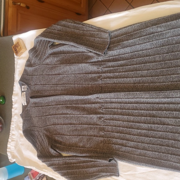 Pursuits, Ltd. Open Front Long Decorative Seamed‎ Accents Sz. M Cardigan - Picture 10 of 12